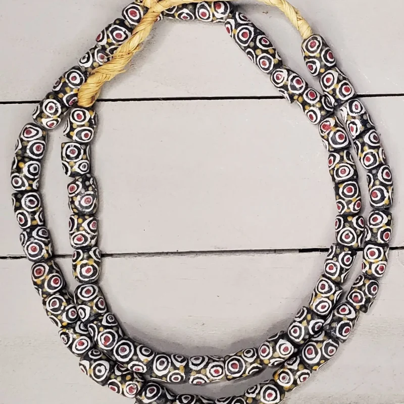 Spotted Krobo glass beads, hand-painted recycled glass from Ghana Krobo region