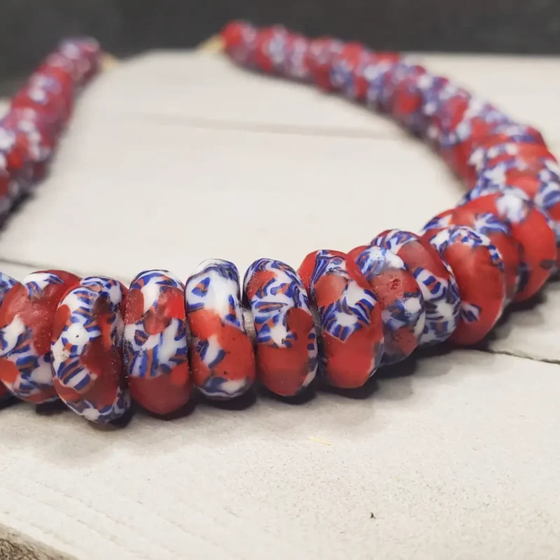 New Recycled Glass Beads (Floral) - Red