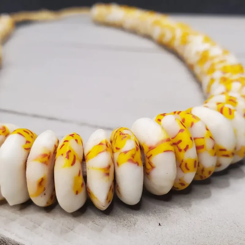 New Recycled Glass Beads (Floral) - Yellow