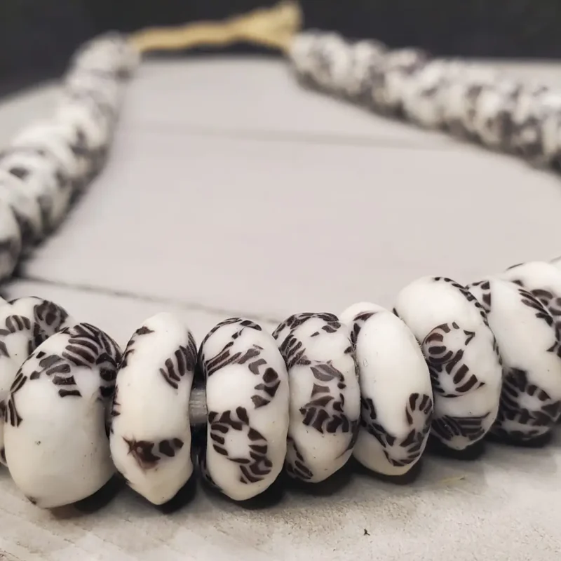 New Recycled Glass Beads (Floral) - White