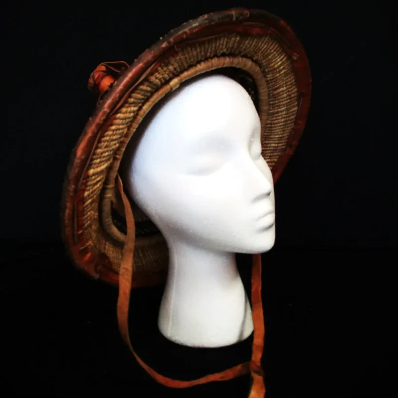 Traditional Mali sun hat, hand-woven straw with wide brim for sun protection