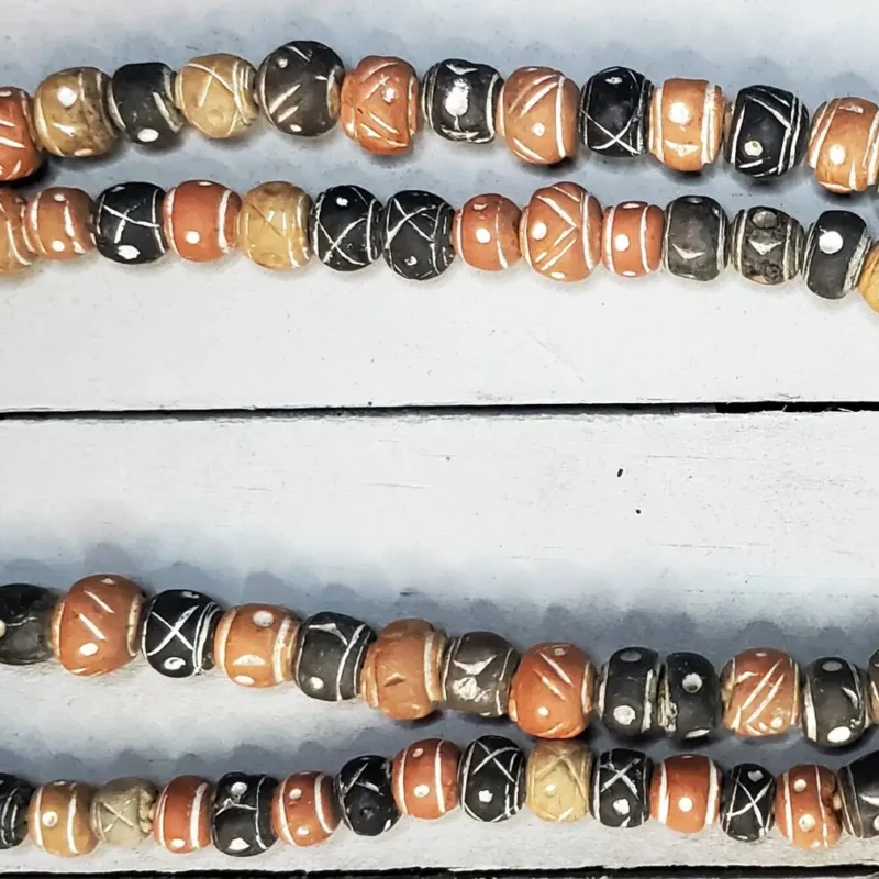 Vintage Gene clay beads, hand-formed Mali clay beads in earthen tones
