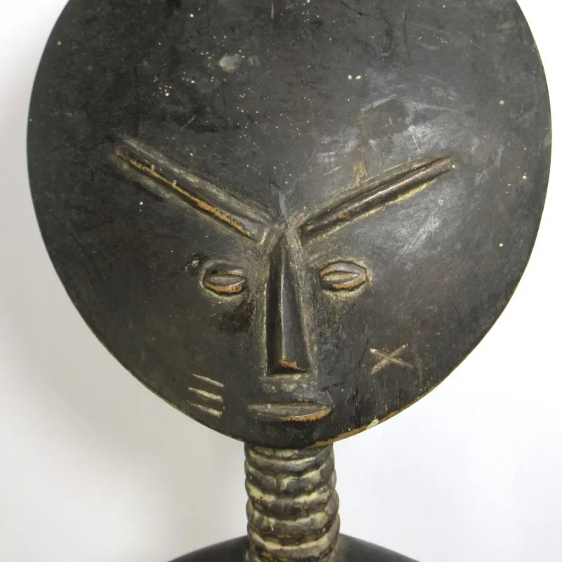 Vintage Akua Ba fertility doll, hand-carved Akan wooden figure from Ghana