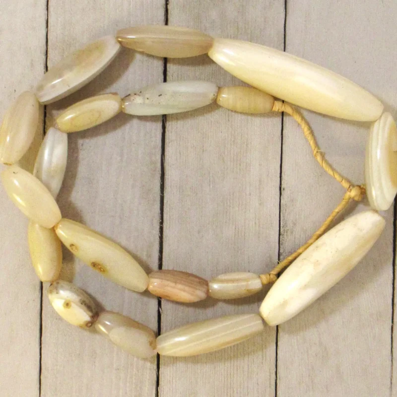 Vintage African agate beads, naturally-banded stones with aged patina