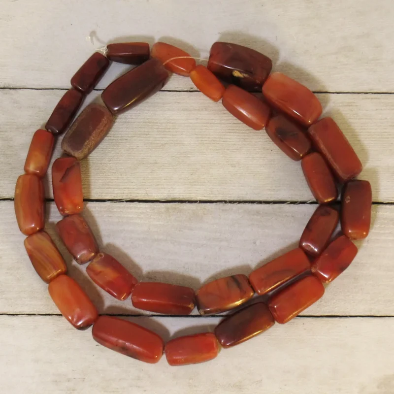 Rectangular Nigerian agate beads, hand-cut and polished for traditional jewelry