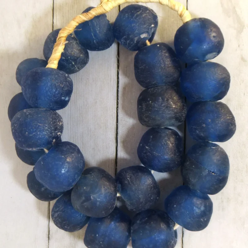 Large recycled glass beads from Ghana, hand-crafted by Krobo bead-makers