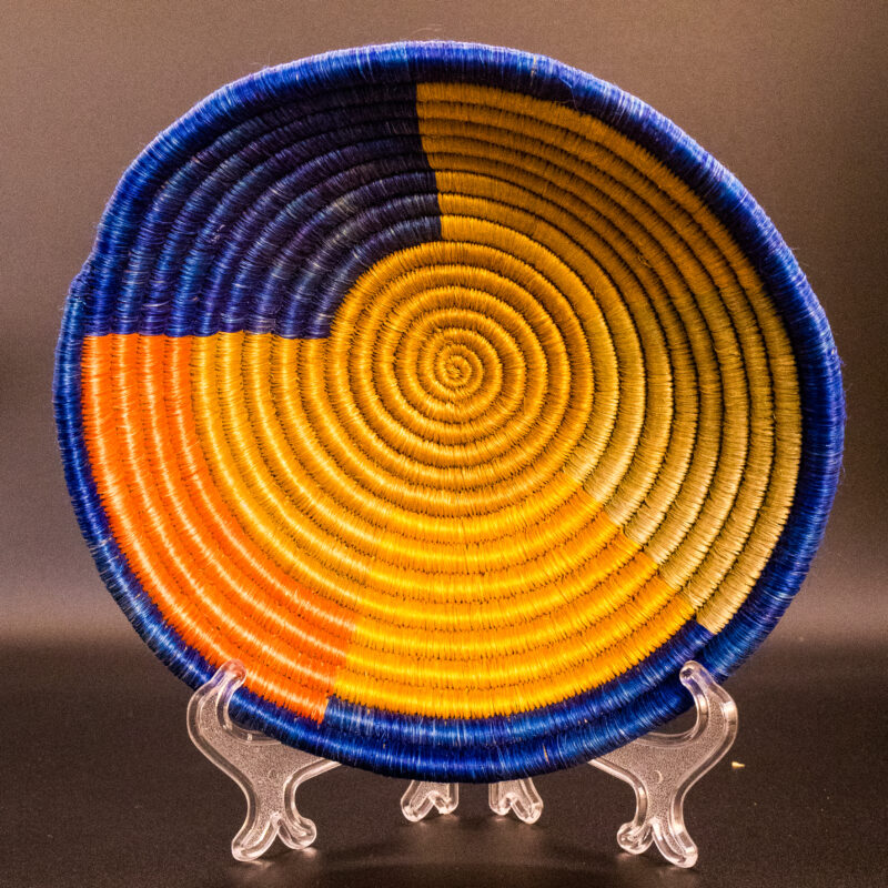 Burundi Natural Grass Basket (Blue & Yellow)