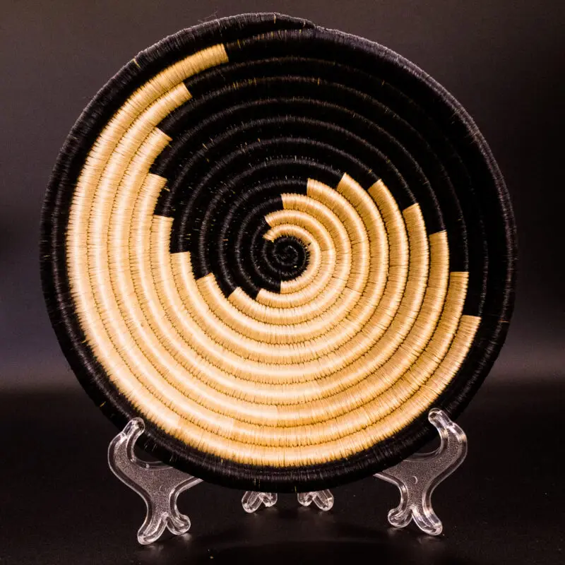 Burundi Natural Grass Basket (Black & White)