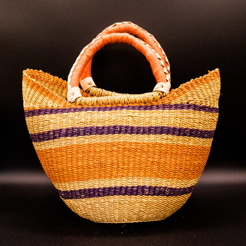 Mini Butterfly Ghana Baskets - Orange Stripe